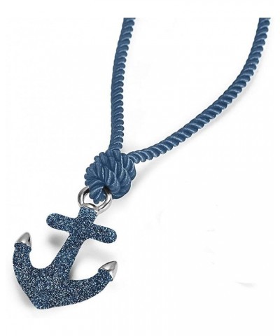 Anchor Necklace Stardust Sparkle Nautical Pendant, 23.6" Cotton Rope Knot Tie Chain Jewelry Blue Stainless Steel $17.60 Neckl...