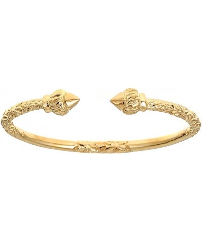 Solid .925 Sterling Silver Ridged Arrow Ends West Indian Bangle Plated with 14K Gold $54.25 Bracelets