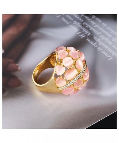 Ball Rings for Women Cluster Cubic Zirconia 18K Gold Plated Gold Silver Color Statement Dome Ring opal gold $8.24 Rings