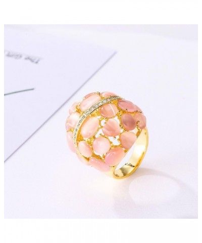 Ball Rings for Women Cluster Cubic Zirconia 18K Gold Plated Gold Silver Color Statement Dome Ring opal gold $8.24 Rings