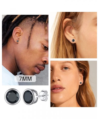 925 Stelring Silver/Rose Gold Plated Simulated Diamond Black Cubic Zirconia Stud Earrings for Women Men 5mm 7mm 9mm b. black ...