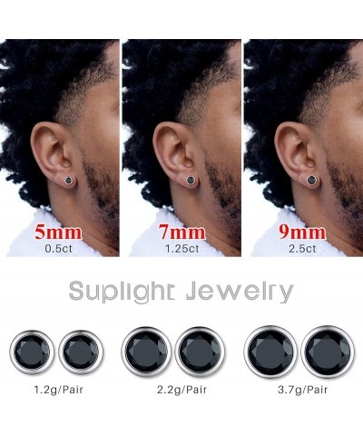 925 Stelring Silver/Rose Gold Plated Simulated Diamond Black Cubic Zirconia Stud Earrings for Women Men 5mm 7mm 9mm b. black ...