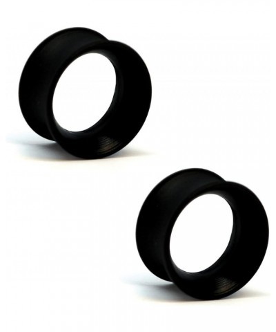 KAOS BRAND: Pair of Black Silicone Double Flared Skin Eyelets 1", 5/16" Wearable Length $18.25 Body Jewelry