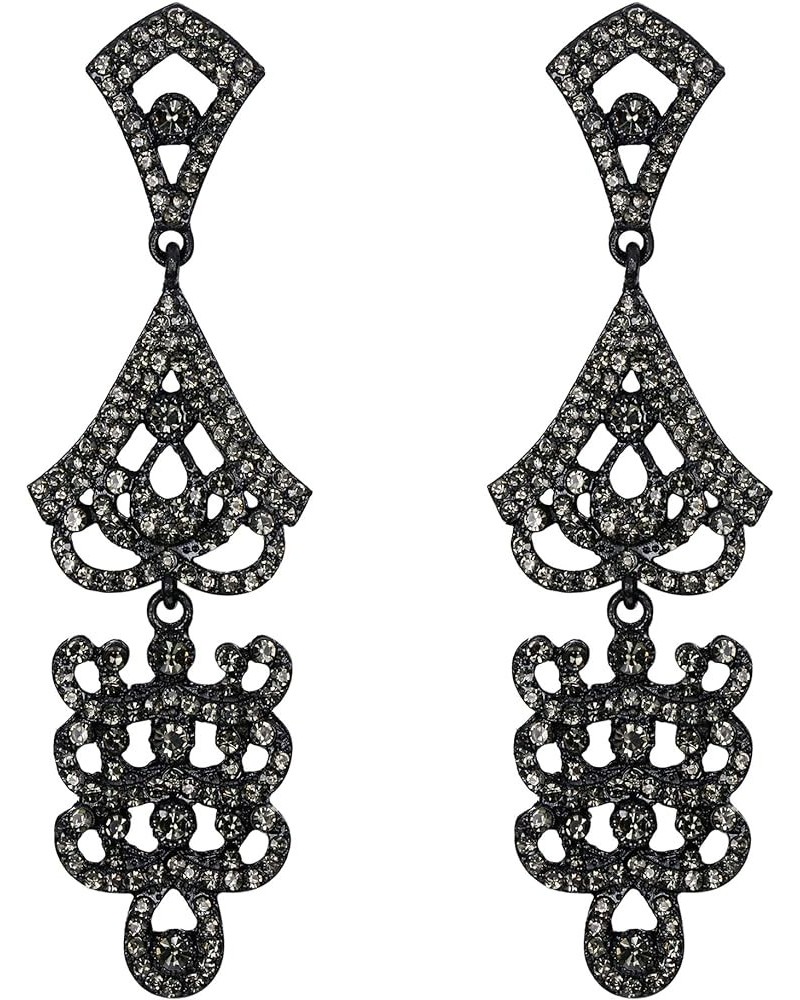 Women's Vintage Style Art Deco Wedding Bridal Crystal Chandelier Dangle Earrings Grey Black-Tone $9.16 Earrings