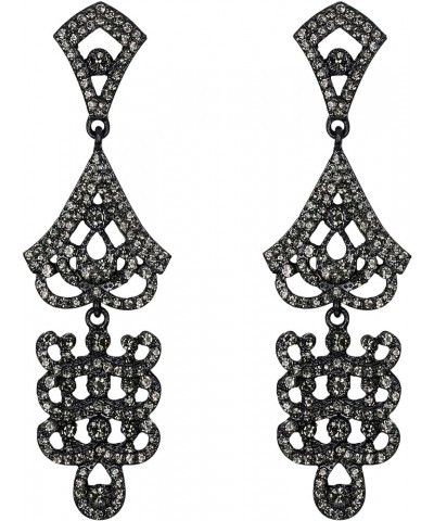 Women's Vintage Style Art Deco Wedding Bridal Crystal Chandelier Dangle Earrings Grey Black-Tone $9.16 Earrings