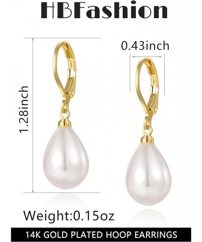 Pearl Drop Earrings for Women Girls,Gold Pearl Hoop Earrings Dangle Earrings, Silver Baroque Pearl Earrings Dangling Teardrop...