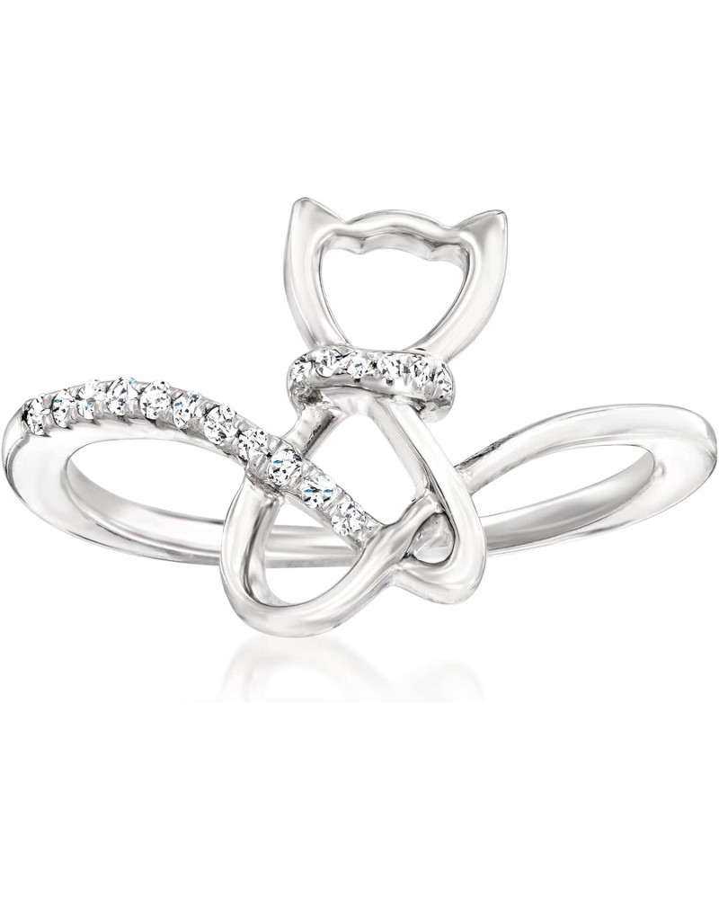 Diamond-Accented Cat Ring in Sterling Silver $48.88 Rings