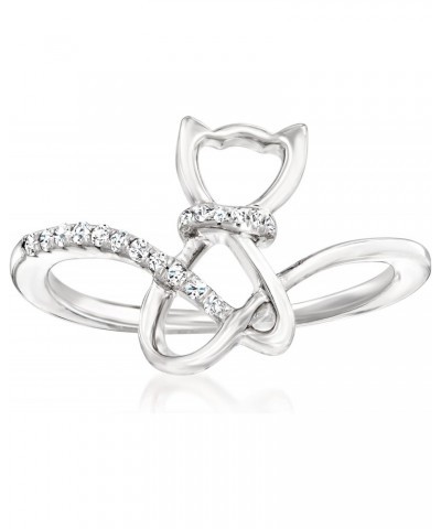 Diamond-Accented Cat Ring in Sterling Silver $48.88 Rings