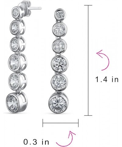 Bridal Prom Round Bubble Bezel Set AAA CZ Cubic Zirconia Linear Drop Love Is A Journey Wedding Pearl Earrings Jacket For Wome...