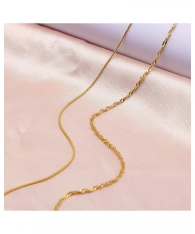 Layered Necklaces for Women Dainty Gold Plated Necklace Set Thin Chunky Paperclip Snake Rope Chain Choker Necklace for Women ...