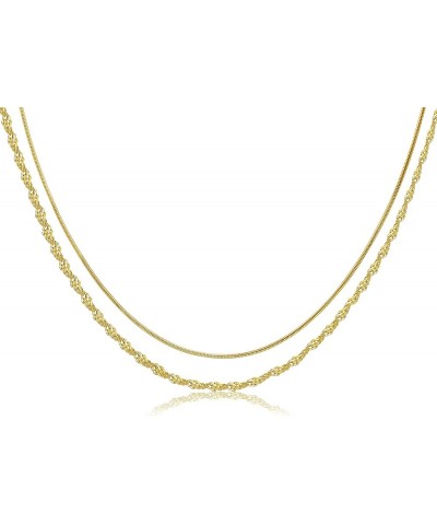 Layered Necklaces for Women Dainty Gold Plated Necklace Set Thin Chunky Paperclip Snake Rope Chain Choker Necklace for Women ...