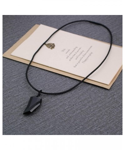 Amulet Faceted Stone Wolf Tooth Pendant Necklace Leather Cord(Obsidian) $12.88 Necklaces