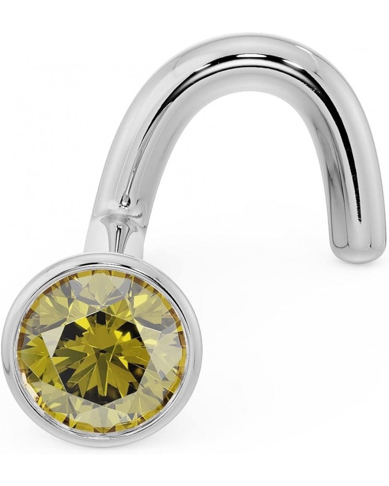 2.5mm Yellow Diamond Bezel Nose Ring Stud Platinum | 18G | Twist $81.90 Body Jewelry