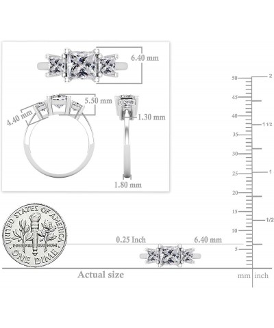 Ladies Bridal 3 Stone Engagement Ring, Available in Various Princess Lab Created Gemstones & Metal in 10K/14K/18K Gold & 925 ...