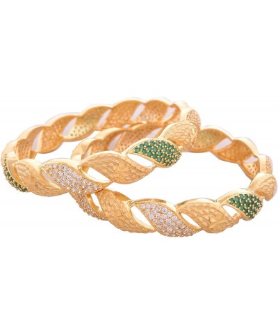 CZ Zirconia Gold Polish Red Diamond Bollywood Indian Bangles Kada Jewelry Women Green 2.11 Inches $11.60 Bracelets