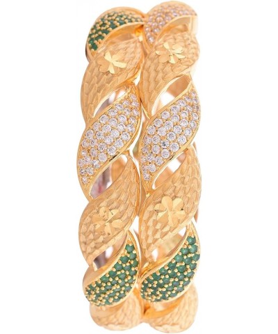 CZ Zirconia Gold Polish Red Diamond Bollywood Indian Bangles Kada Jewelry Women Green 2.11 Inches $11.60 Bracelets