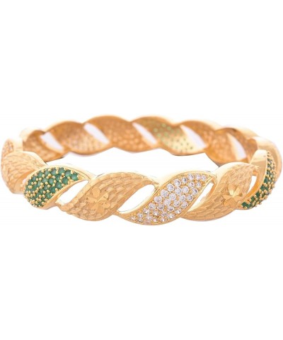 CZ Zirconia Gold Polish Red Diamond Bollywood Indian Bangles Kada Jewelry Women Green 2.11 Inches $11.60 Bracelets