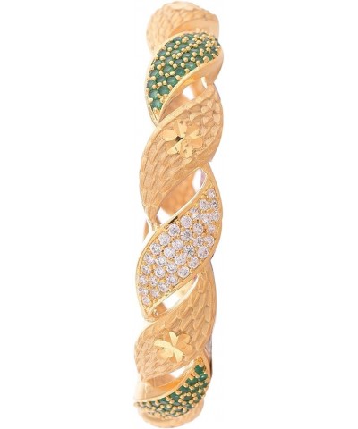 CZ Zirconia Gold Polish Red Diamond Bollywood Indian Bangles Kada Jewelry Women Green 2.11 Inches $11.60 Bracelets