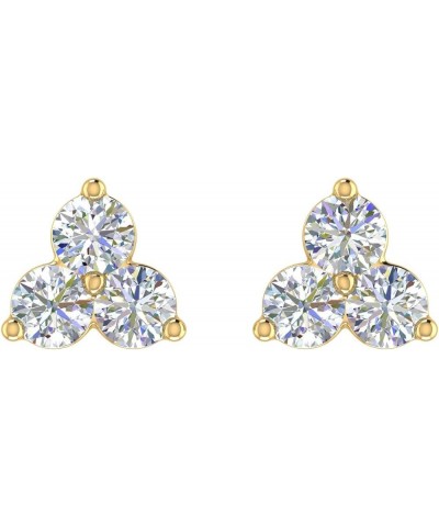 3-Stone Diamond Stud Earrings in 10K Gold (0.31 Carat) Yellow Gold $79.55 Earrings