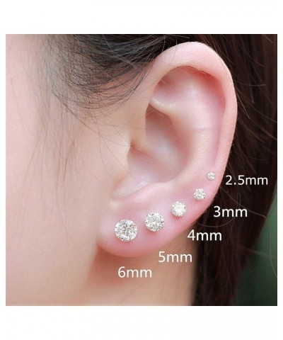 Solid 10k White Gold Solitaire Round Cubic Zirconia Stud Earrings in Secure Screw-backs 4mm $18.45 Earrings