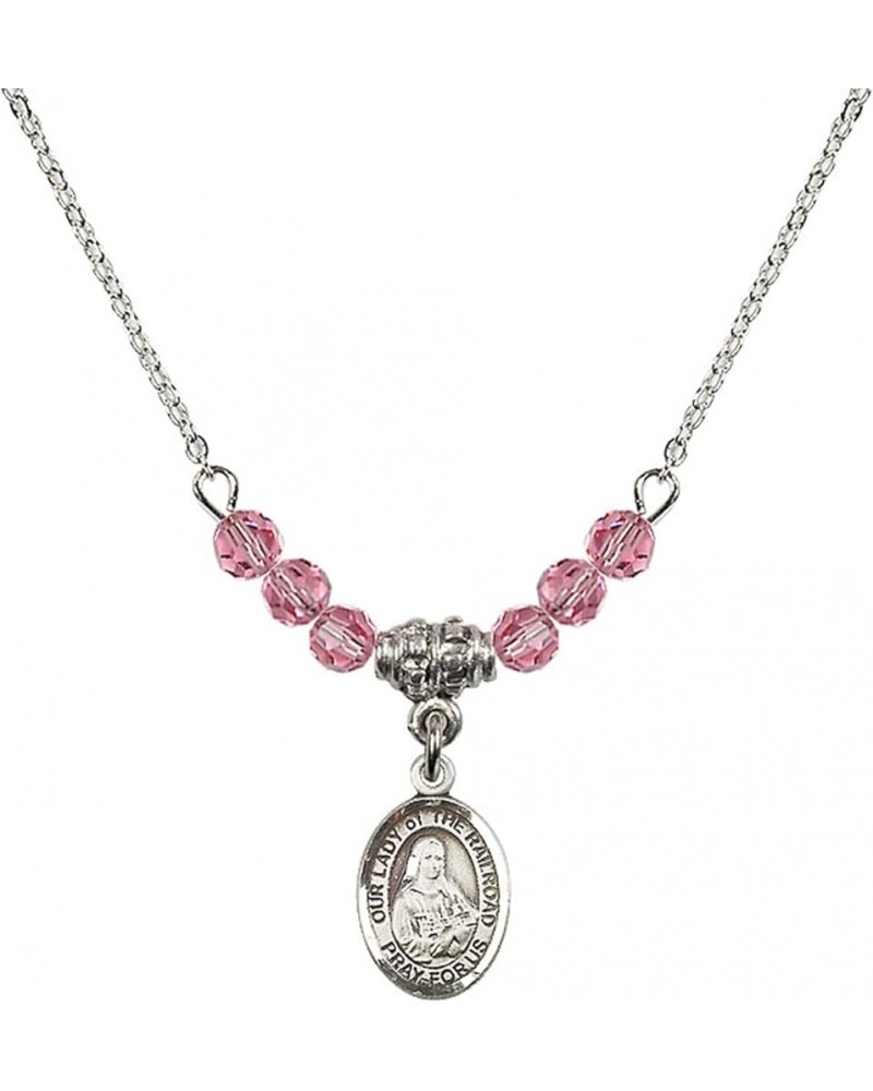 October Birth Month Bead Necklace with Catholic Patron Saint Petite Charm, 18 Inch Our Lady of the Railroad $44.05 Necklaces