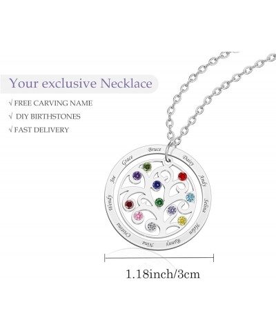 Tree of Life Necklace Family Tree Birthstone Necklace Personalized Mother Necklace with Name Grandmother Necklace with 1-11 S...