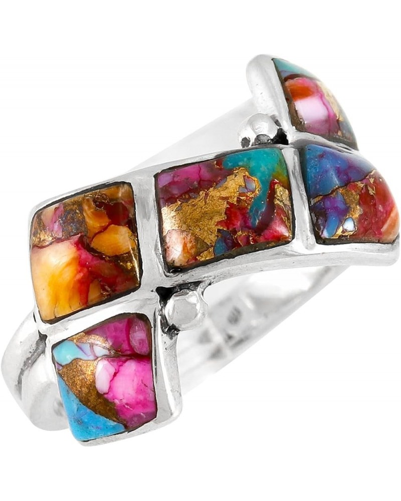 Turquoise Ring Sterling Silver 925 Genuine Gemstones Size 6 to 11 Rainbow Turquoise $13.94 Rings