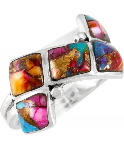 Turquoise Ring Sterling Silver 925 Genuine Gemstones Size 6 to 11 Rainbow Turquoise $13.94 Rings