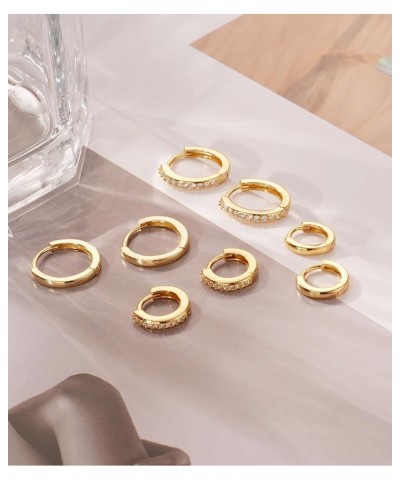 Small Gold Hoop Earrings Set for Women,Gold Huggie Hoop Earrings S925 Sterling Silver Earring Set Cubic Zirconia Gold Hoops D...