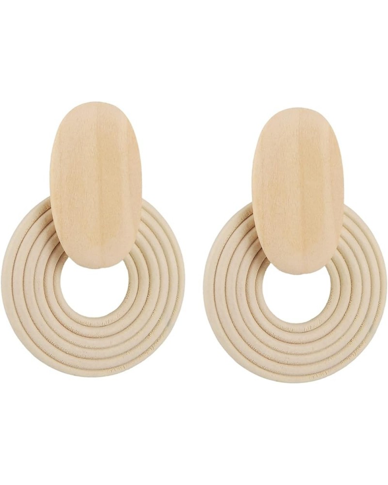 Women's Natural Wood Earrings Variety of Fashion Earrings Love Minimalist Retro Earring Set Natural Wood Hollow Round Earring...