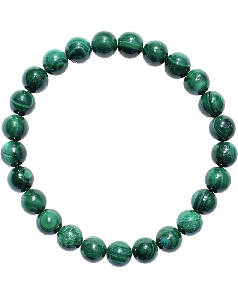 Charged Natural Gemstone Crystal 8mm Bead Bracelet + Selenite Charging Heart [Included] Malachite (Congo) $6.32 Bracelets