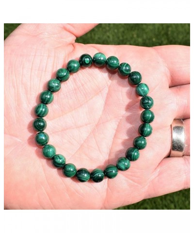 Charged Natural Gemstone Crystal 8mm Bead Bracelet + Selenite Charging Heart [Included] Malachite (Congo) $6.32 Bracelets