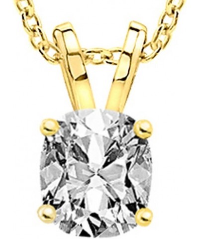 IGI Certified LAB-GROWN Cushion Cut Diamond Pendant Necklace 4 Prong Premium Collection (F-G Color, VS1-VS2 Clarity) + 16" 14...