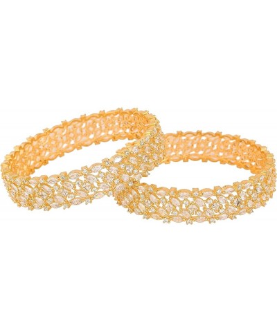 Gold Silver Rose Tone White Marquise CZ Zirconia Diamond Bollywood Wedding Indian Kada Bracelet Bangles Jewelry Women GOLDEN ...