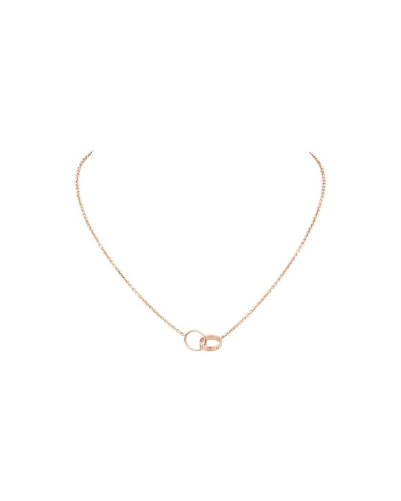 Women's Pendant Necklace Jewelry Collection, Link Chain Necklace Double Ring Pendant Couple Necklace Rose gold $47.28 Necklaces