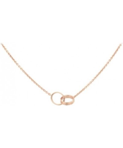 Women's Pendant Necklace Jewelry Collection, Link Chain Necklace Double Ring Pendant Couple Necklace Rose gold $47.28 Necklaces