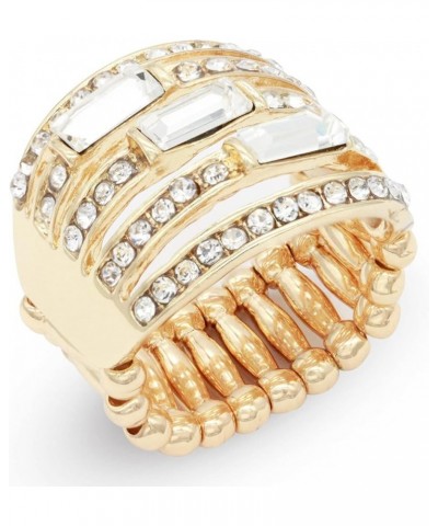 5 Rows Design with Crystals Stretch Rings Statement Rings Free Size for Women Gold + Clear Crystals $9.50 Rings