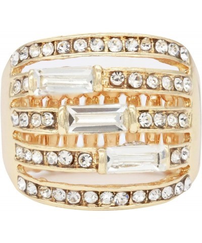 5 Rows Design with Crystals Stretch Rings Statement Rings Free Size for Women Gold + Clear Crystals $9.50 Rings