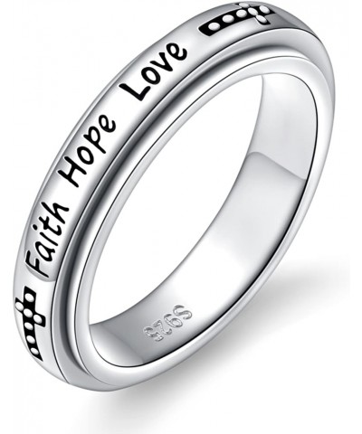 S925 Sterling Silver Faith Hope Love Spinner Rings Inspirational Anti Anxiety Ring Fidget Ring Faith hope love $12.47 Rings