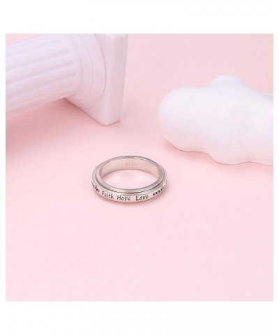 S925 Sterling Silver Faith Hope Love Spinner Rings Inspirational Anti Anxiety Ring Fidget Ring Faith hope love $12.47 Rings