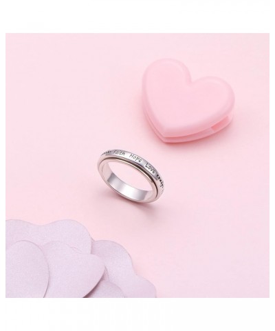 S925 Sterling Silver Faith Hope Love Spinner Rings Inspirational Anti Anxiety Ring Fidget Ring Faith hope love $12.47 Rings