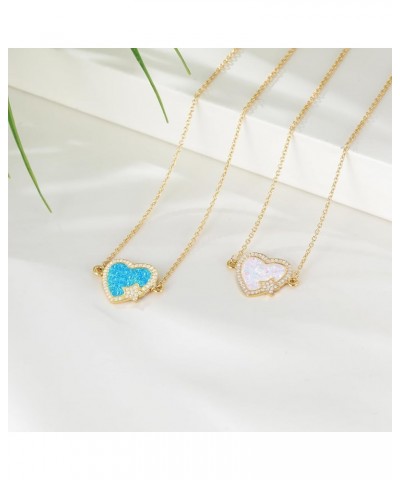 Opal Necklace for Women Dainty Gold Plated Pendant Necklaces Zirconia Opal Gemstone Copper Jewelry with Gifts Box Heart White...