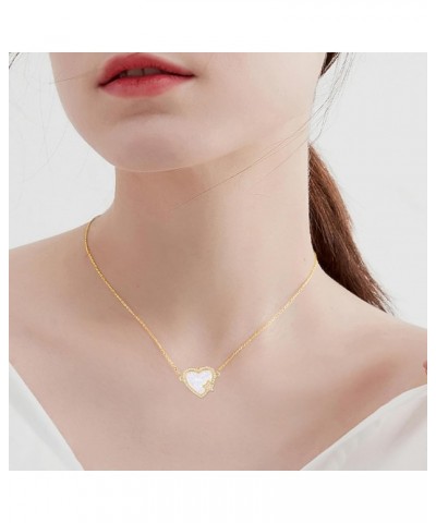 Opal Necklace for Women Dainty Gold Plated Pendant Necklaces Zirconia Opal Gemstone Copper Jewelry with Gifts Box Heart White...