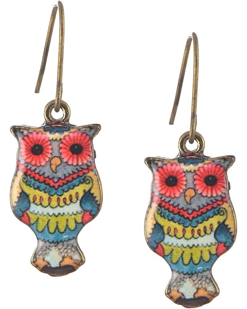 Whimsical Antique Charm Dangle Earrings Blue Owl $7.64 Earrings