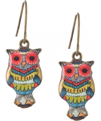 Whimsical Antique Charm Dangle Earrings Blue Owl $7.64 Earrings