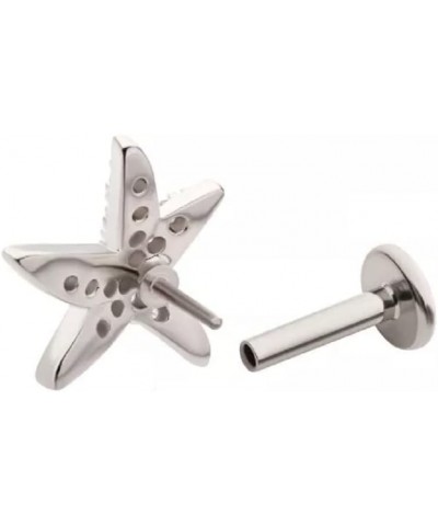 18GA 316L Stainless Steel Threadless CZ Crystal Paved Starfish Flat Back Stud $10.97 Body Jewelry