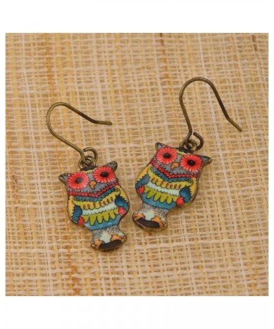 Whimsical Antique Charm Dangle Earrings Blue Owl $7.64 Earrings