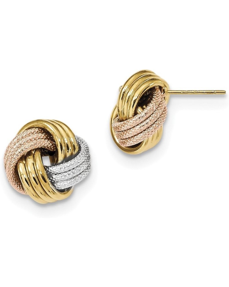 Polished Textured Triple Love Knot Earrings in Real 14k Gold Tri-Color Gold - 13mm $94.38 Earrings