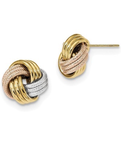 Polished Textured Triple Love Knot Earrings in Real 14k Gold Tri-Color Gold - 13mm $94.38 Earrings