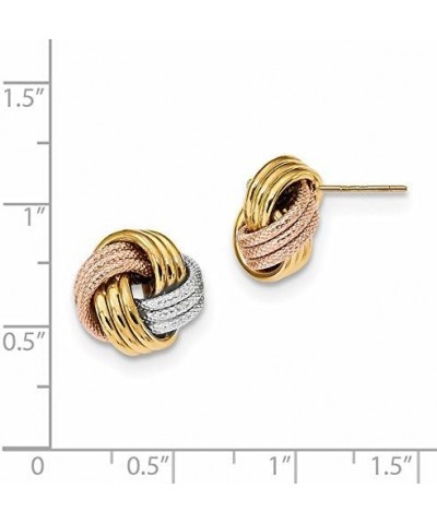 Polished Textured Triple Love Knot Earrings in Real 14k Gold Tri-Color Gold - 13mm $94.38 Earrings